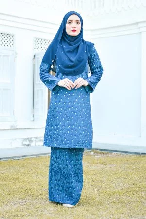 Baju Kurung Riau Lace Greece - Sea Blue