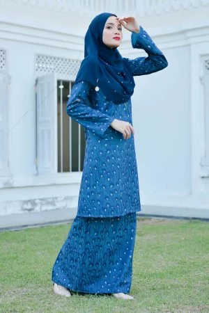 Baju Kurung Riau Lace Greece - Sea Blue