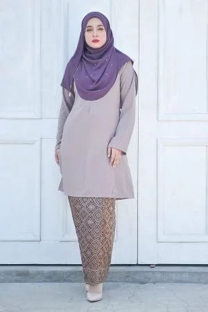 Baju Kurung Riau Pahang Songket Azneem - Mauve Purple