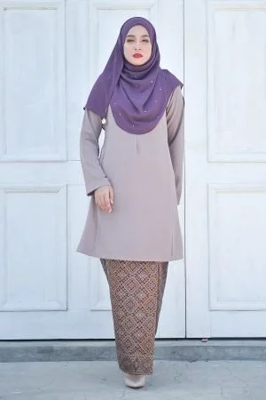 Baju Kurung Riau Pahang Songket Azneem - Mauve Purple