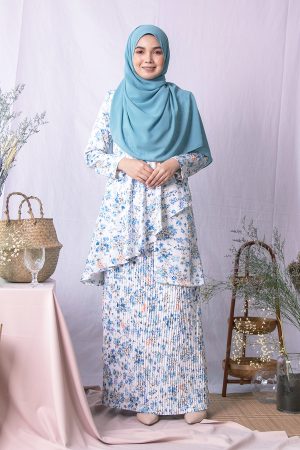 Baju Kurung Pleated Adita - Light Blue