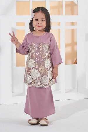 Baju Kurung Lace Amani Kids - Lavender Purple