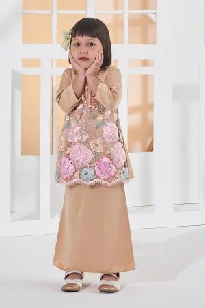 Baju Kurung Lace Amani Kids - Blush Peach