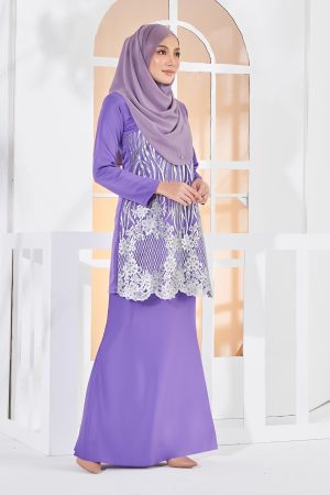 Baju Kurung Lace Anisa - Grape Purple