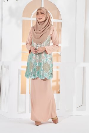 Baju Kurung Lace Anisa - Minty Peach