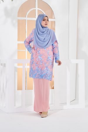 Baju Kurung Lace Amara - Ice Pink