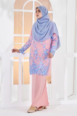 Baju Kurung Lace Amara - Ice Pink