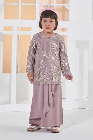 Baju Kurung Lace Pearl Adila Kids - Espresso Brown