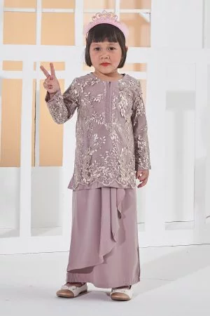 Baju Kurung Lace Pearl Adila Kids - Espresso Brown