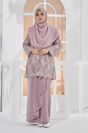 Baju Kurung Lace Pearl Adila - Espresso Brown