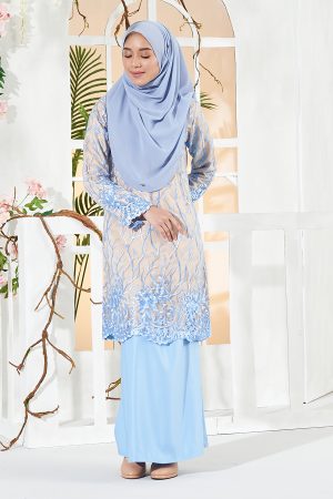 Baju Kurung Lace Aifa - Elsa Blue