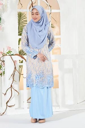 Baju Kurung Lace Aifa - Elsa Blue