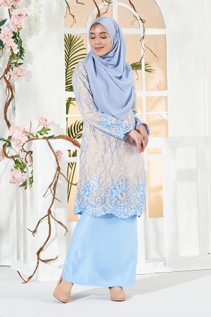 Baju Kurung Lace Aifa - Elsa Blue