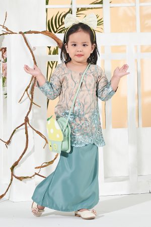 Baju Kurung Lace Aifa Kids - Pistachio Nut