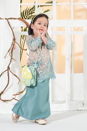 Baju Kurung Lace Aifa Kids - Pistachio Nut