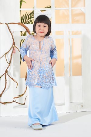 Baju Kurung Lace Aifa Kids - Elsa Blue