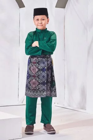 Baju Melayu Hamza Slim Fit Kids - Emerald Green