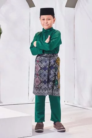 Baju Melayu Hamza Slim Fit Kids - Emerald Green