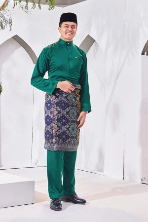 Baju Melayu Hamza Slim Fit - Emerald Green
