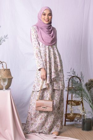 Baju Kurung Pleated Adita - Pink Sand