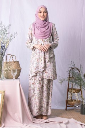 Baju Kurung Pleated Adita - Pink Sand