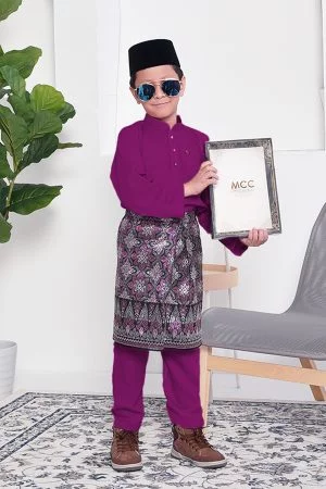 Baju Melayu Adam Regular Fit Kids - Purple Plum
