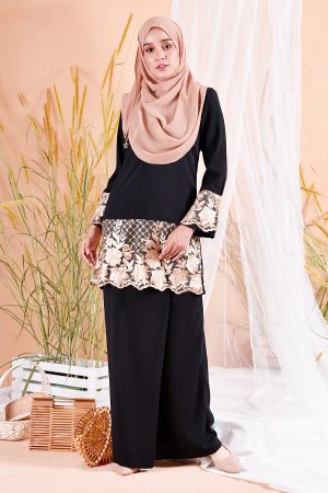 Baju Kurung Lace Roxane - Urban Black