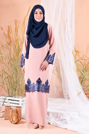 Baju Kurung Lace Royal Maya - Ice Peach