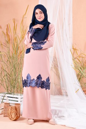 Baju Kurung Lace Royal Maya - Ice Peach