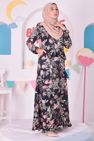 Abaya Ruffle Cassandra - Royal Black