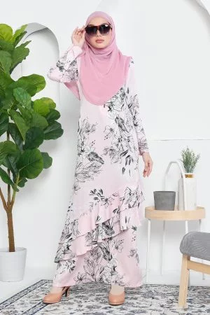 Abaya Ruffle Aily - Pink Mellow