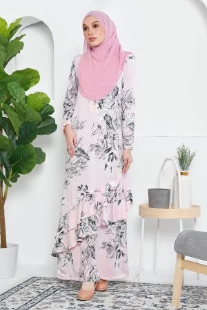 Abaya Ruffle Aily - Pink Mellow