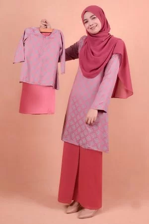 Baju Kurung Riau Songket Azmyn Kids - Berry Pink
