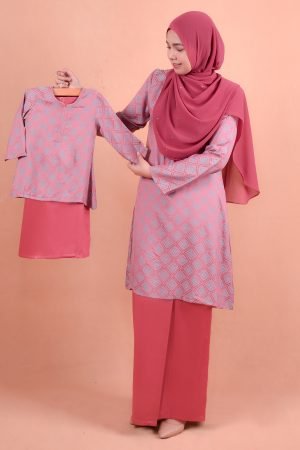 Baju Kurung Riau Songket Azmyn Kids - Berry Pink