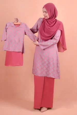 Baju Kurung Riau Songket Azmyn Kids - Berry Pink