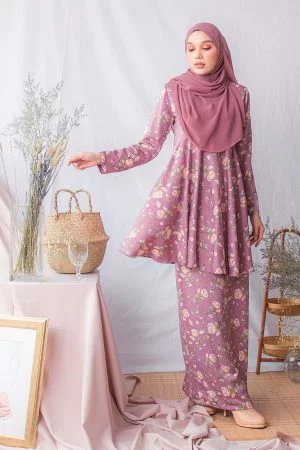 Baju Kurung Barbie Adisah - Dusty Purple