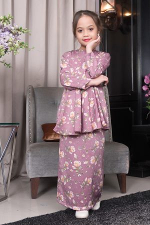 Baju Kurung Barbie Adisah Kids - Dusty Purple