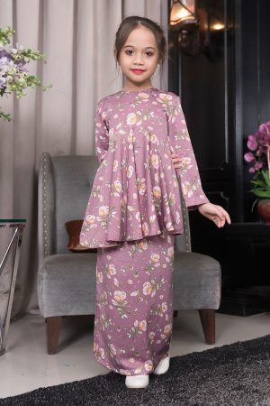 Baju Kurung Barbie Adisah Kids - Dusty Purple