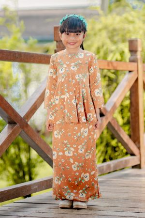 Baju Kurung Barbie Adisah Kids - Apricot