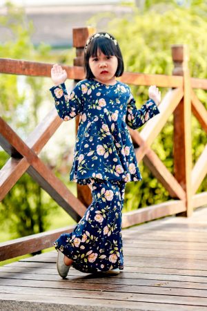 Baju Kurung Barbie Adisah Kids - Midnight Blue