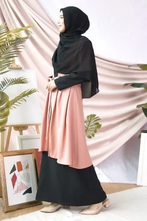 Abaya Cardi Maisarah - Black Peach