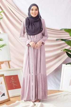 Abaya Pleated Atifah - Dusty Purple