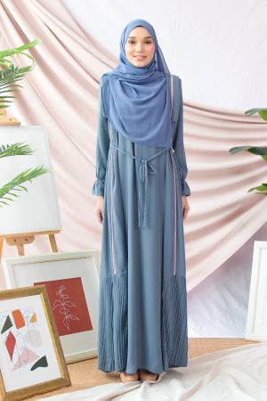 Abaya Pleated Atifah - Blue Jay