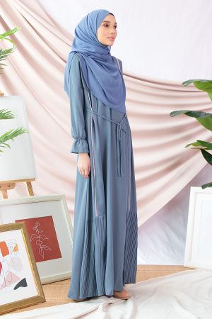 Abaya Pleated Atifah - Blue Jay