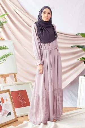 Abaya Pleated Atifah - Dusty Purple