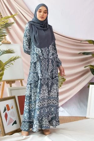 Abaya Ruffle Muna - Slate Blue