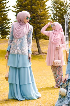 Baju Kurung Lace Adresia - Dusty Blue