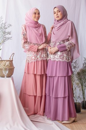 Baju Kurung Lace Adresia - Pink Jay