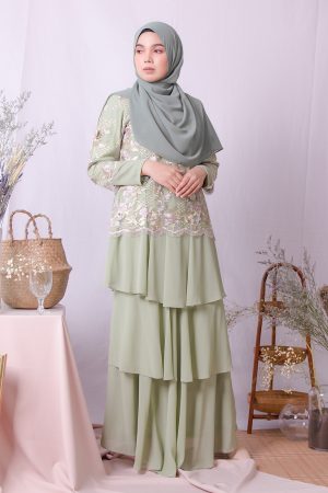 Baju Kurung Lace Adresia - Green Pickle