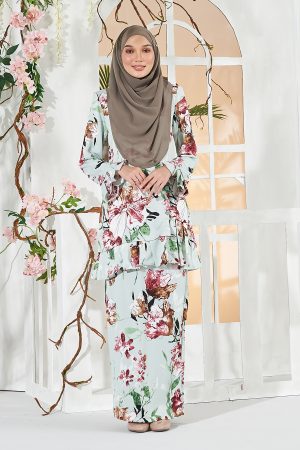 Baju Kurung Pleated Sharina - Aqua Green